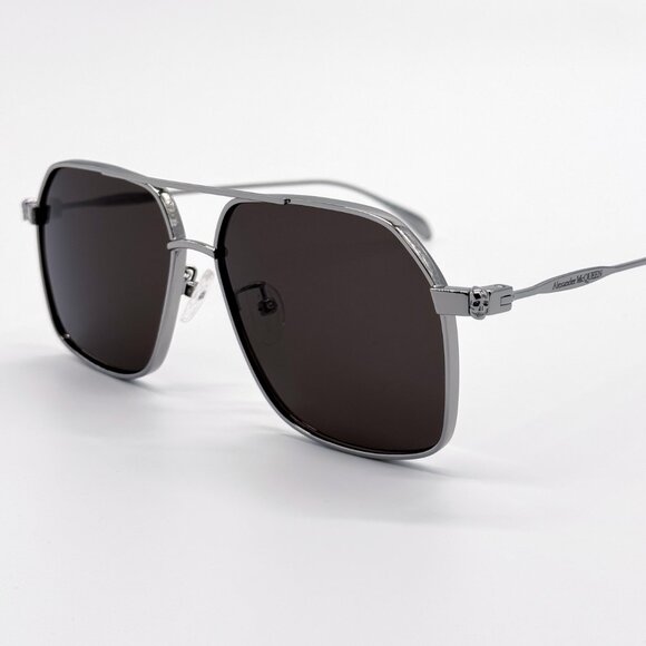 NEW ALEXANDER MCQUEEN AM0372S 001 PILOT SILVER SUNGLASSES ALEXANDER MCQUEEN - Picture 6 of 10